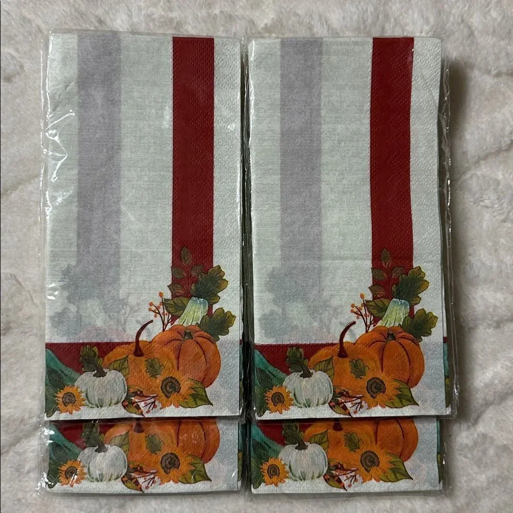 Greenbrier Thanksgiving Harvest Fall Guest Shaped Napkins 14 x 4 packs